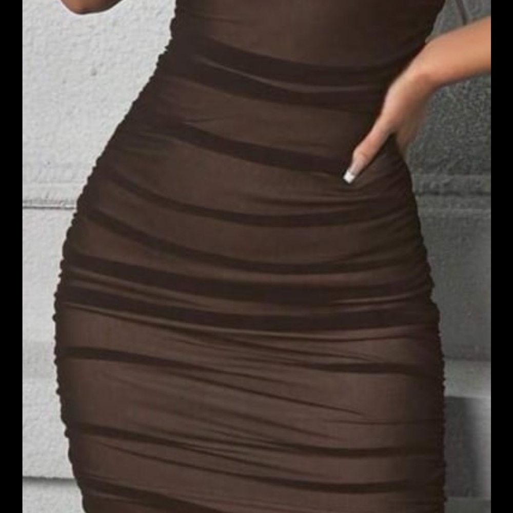SHEIN Strapless Dark Brown Dress